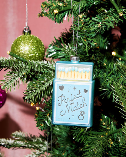 Perfect Match Ornament - blue matchbox ornament