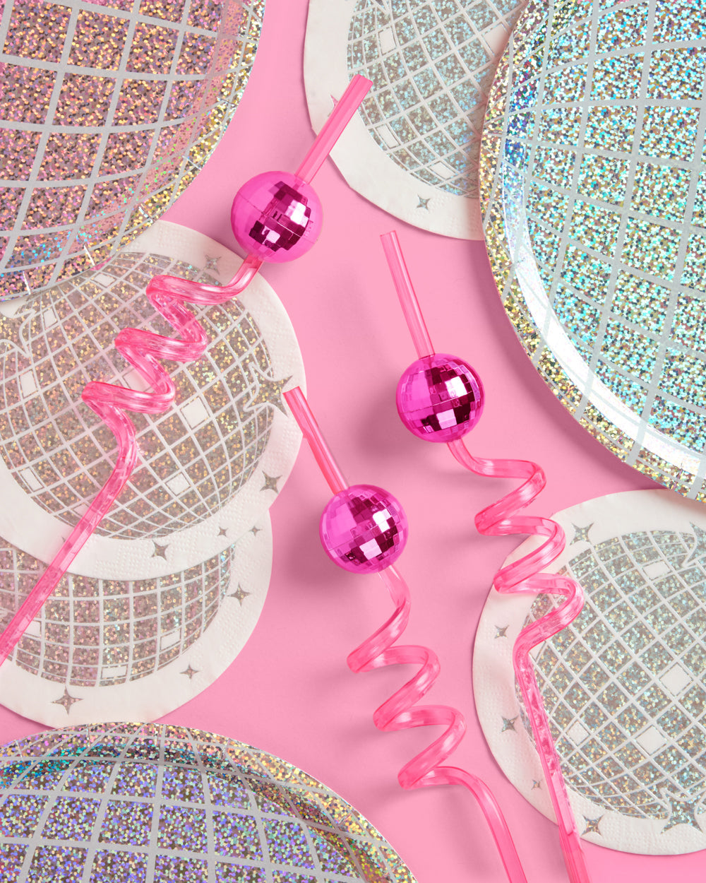 Pink Disco Straws - 16 reusable straws