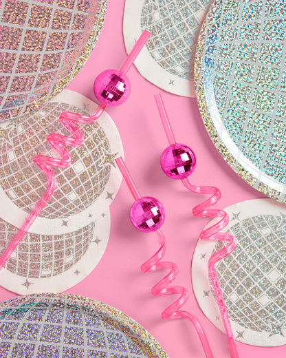 Pink Disco Straws - 16 reusable straws