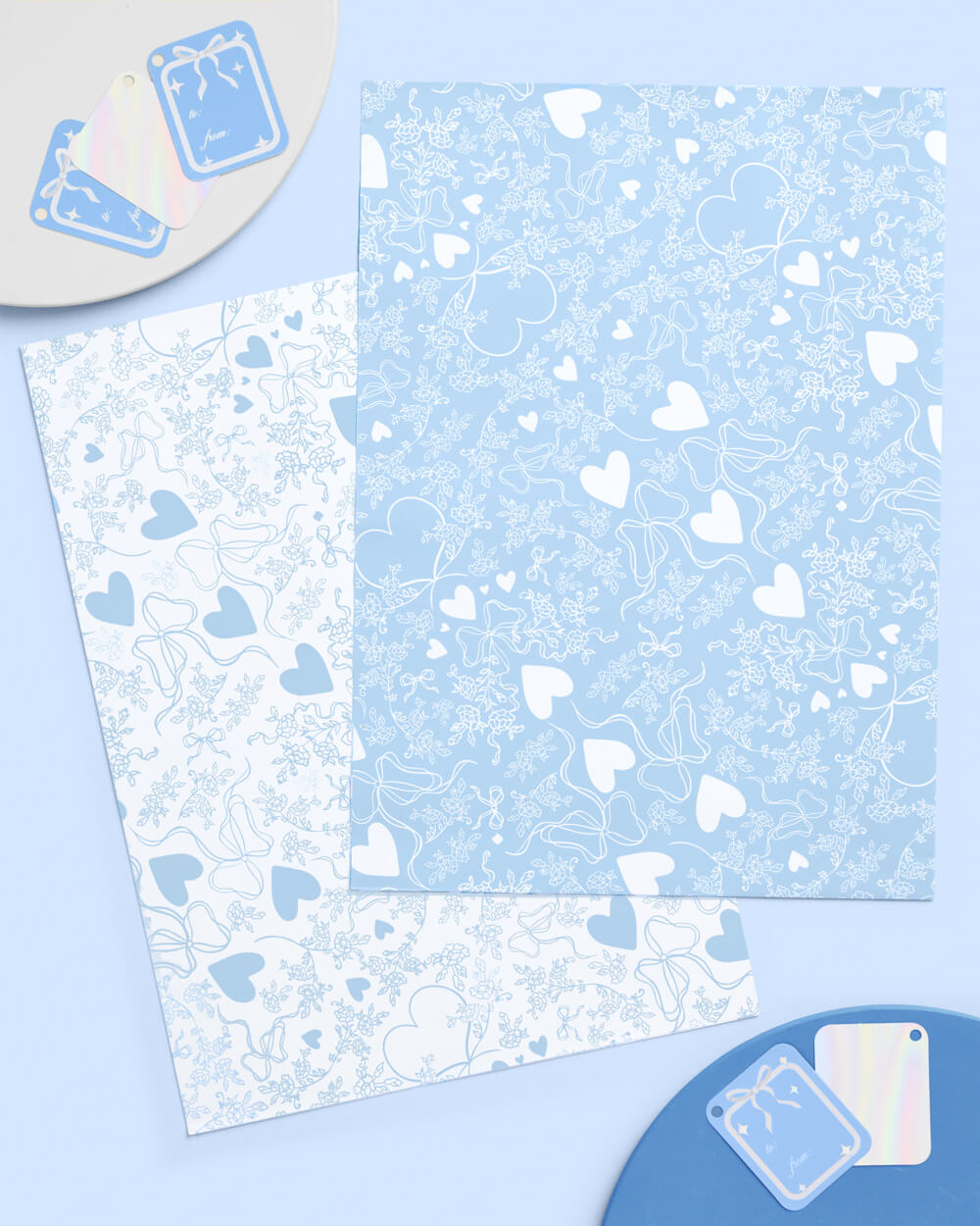 Something Blue Wrapping Paper Set - 12 sheets + 16 tags