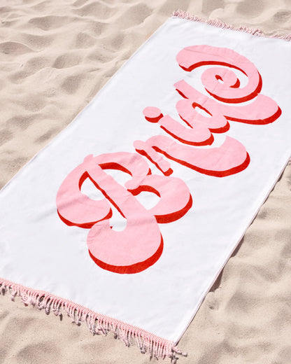 Bride Beach Towel - fringe cotton towel
