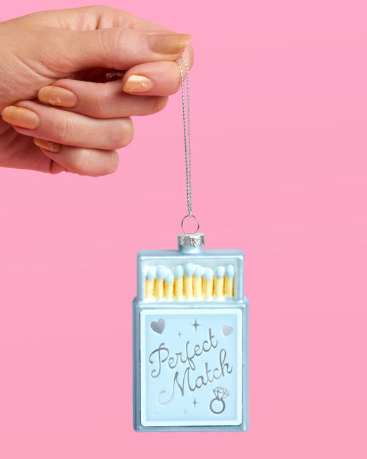 Perfect Match Ornament - blue matchbox ornament
