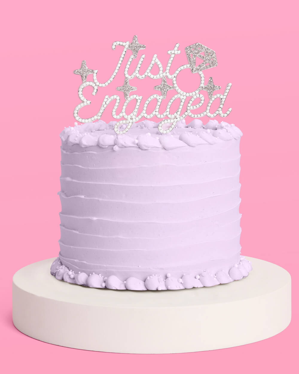 Just Engaged Topper - pearl + crystal cake topper