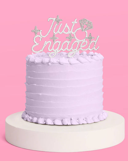 Just Engaged Topper - pearl + crystal cake topper
