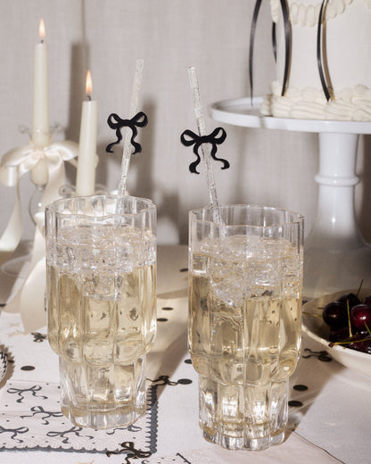 Little Black Bow Straws - 12 reusable straws