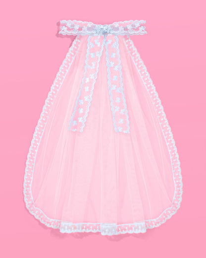 Something Bow Veil - blue lace trim veil