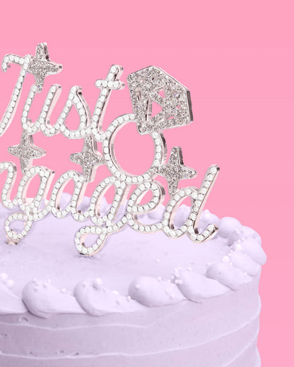 Just Engaged Topper - pearl + crystal cake topper