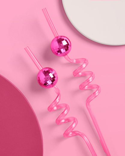 Pink Disco Straws - 16 reusable straws