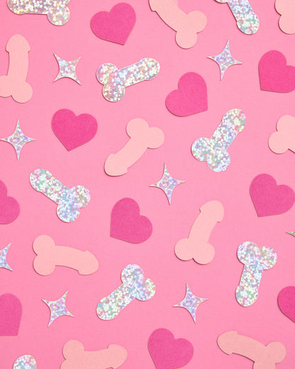 Penis Confetti - 200 pc pink + holographic confetti