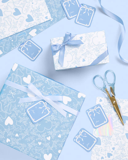 Something Blue Wrapping Paper Set - 12 sheets + 16 tags