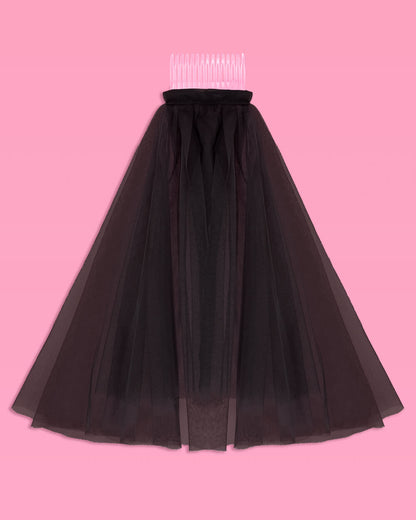 Bride or Die Veil - black tulle veil
