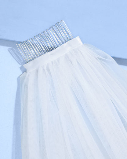 The Feather Veil - premium tulle w. feathered trim