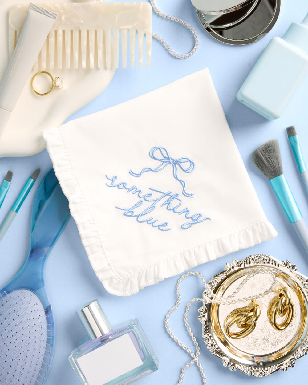 Something Blue Hanky - embroidered handkerchief