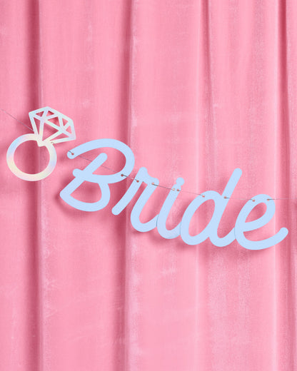 Blue Bride To Be Banner - matte blue + iridescent foil