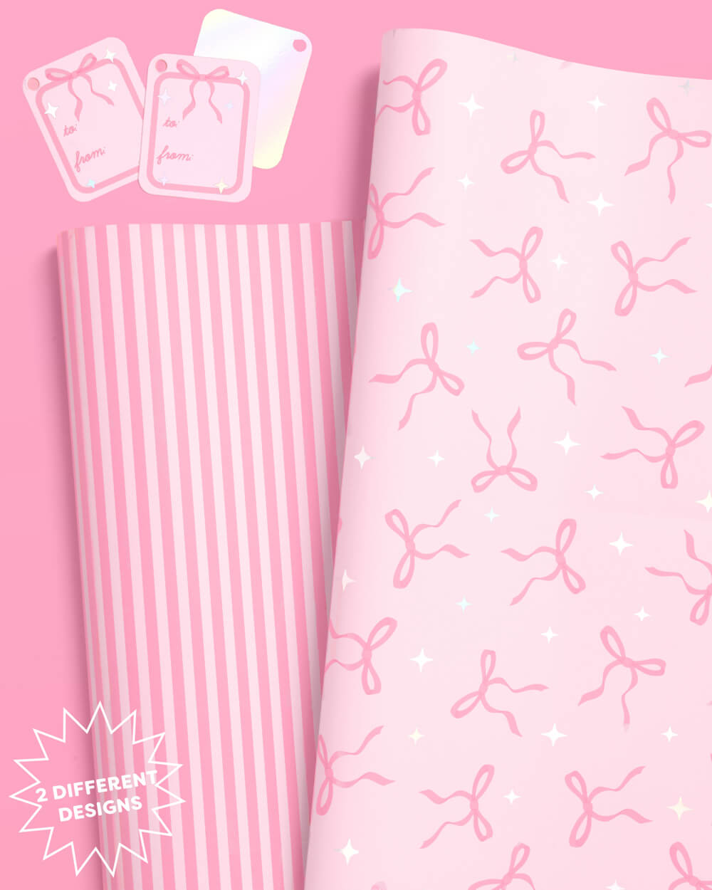 Pretty in Pink Wrapping Paper - 12 sheets + 16 tags