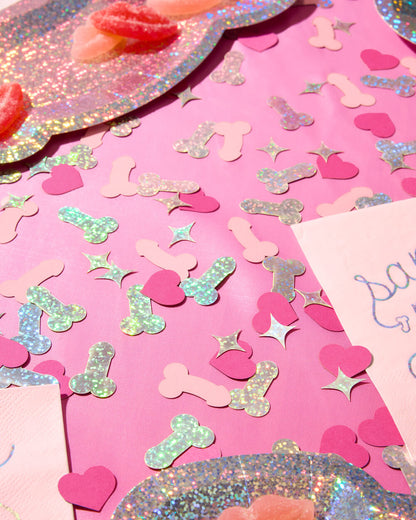 Penis Confetti - 200 pc pink + holographic confetti