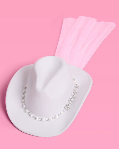 Bride Cowgirl Hat - bride hat + veil