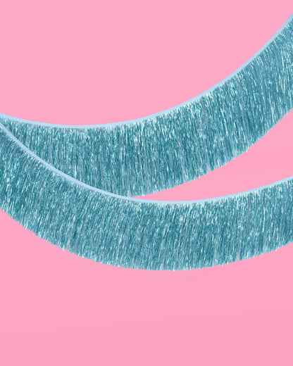 Aquamarine Fringe - blue foil banner