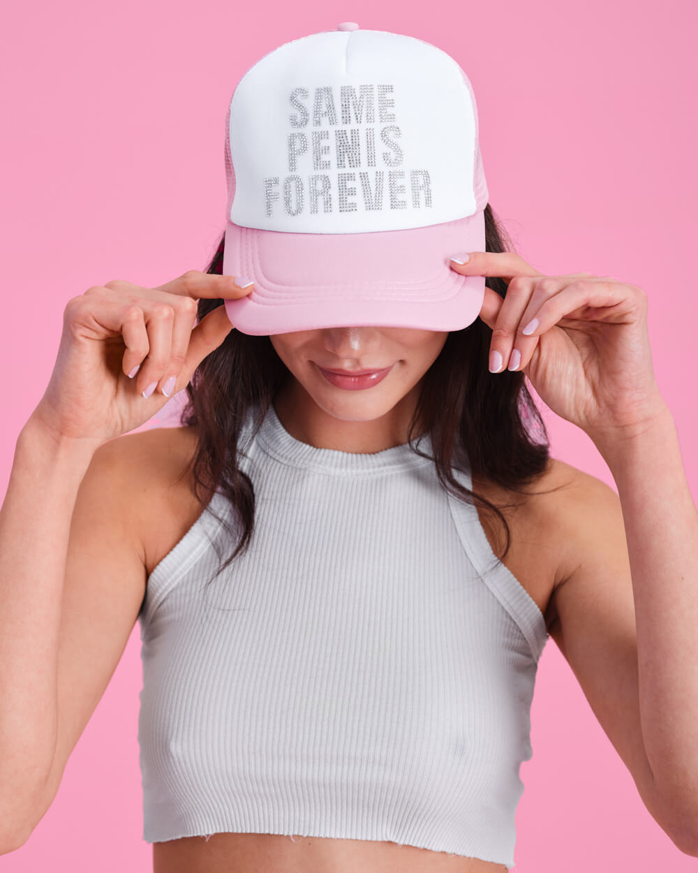 Same Hat Forever - rhinestone trucker hat