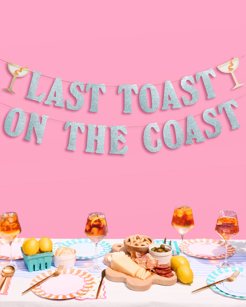 Last Toast Banner - blue glitter banner
