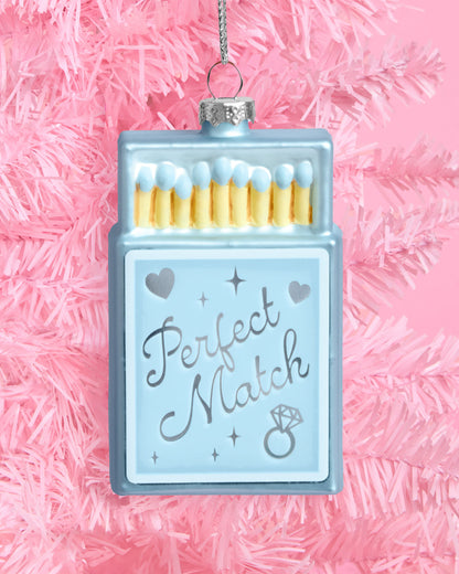 Perfect Match Ornament - blue matchbox ornament