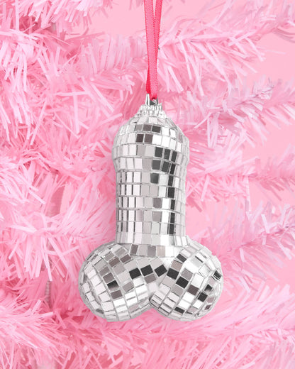 Disco Penis Ornament - silver disco ornament