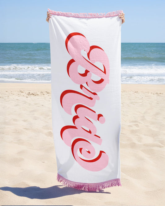 Bride Beach Towel - fringe cotton towel