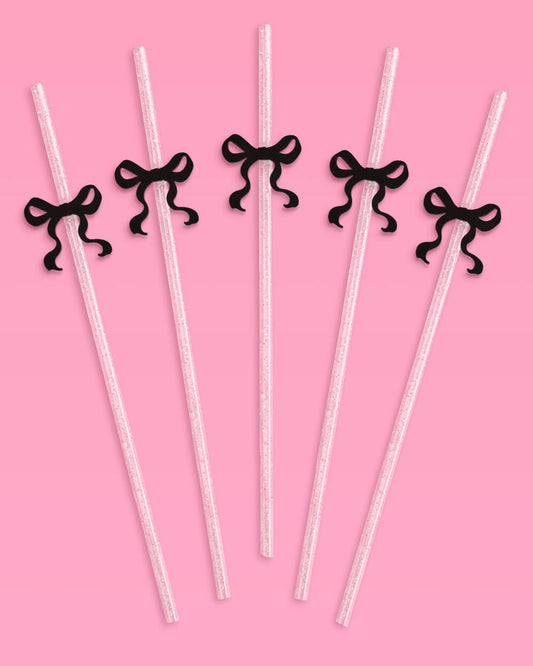 Little Black Bow Straws - 12 reusable straws