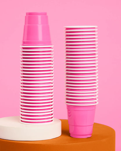Baby Pink Shot Glasses - 50 plastic shot glasses
