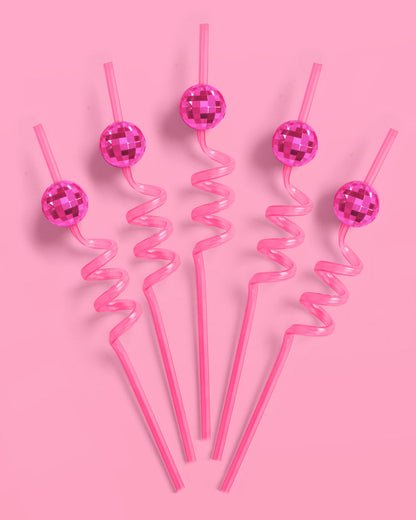 Pink Disco Straws - 16 reusable straws