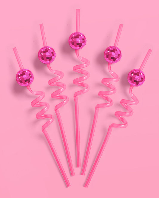 Pink Disco Straws - 16 reusable straws